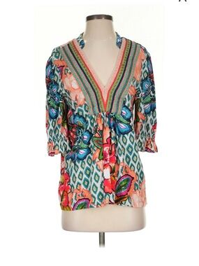 ANTHRO Blink London Floral Multicolor V-Neck Women’s Flowy Top